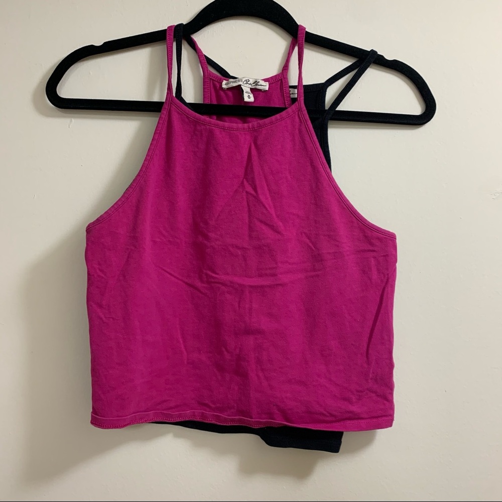 Lot of Two Express Tank Tops Black/Pink Size Medium